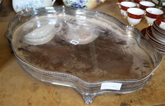 Silver plated galleried tray